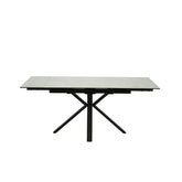 Vida Small Grey 1.2M Gloss Grey Ceramic Top Extending Dining Table, Double Extension and Black Powder Coated Metal Legs